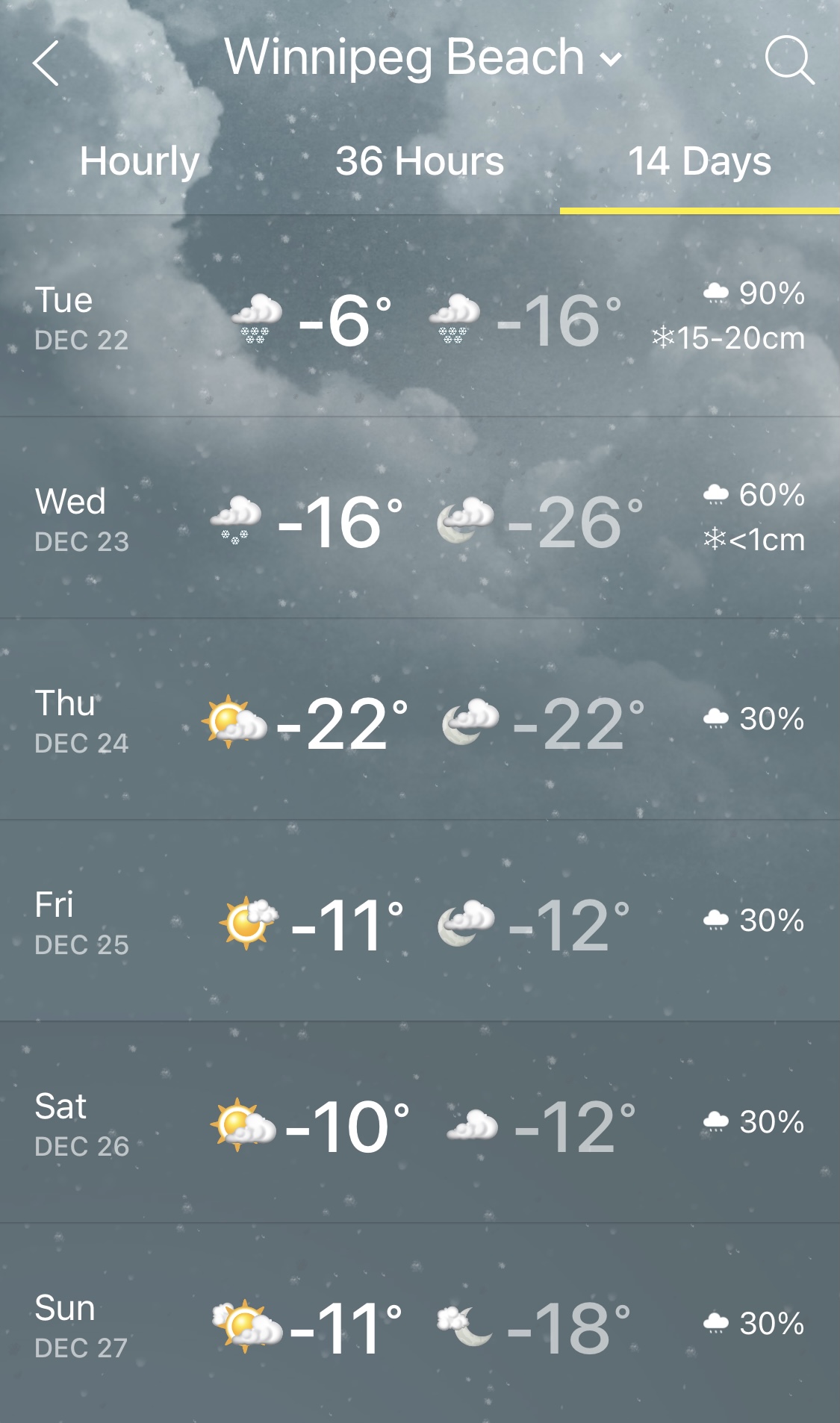 Long term forecast from The Weather Network app