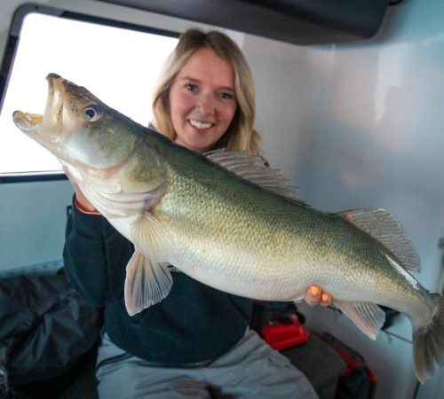 Sam Seimens with her first Master Angler Walleye
